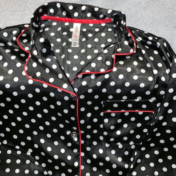 Women’s Polka Dot Satin Sleep Button Down - Picture 2 of 4